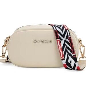 Montana West Beige Crossbody Bag with Patterned Strap